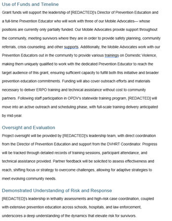 A Redacted Partial Grant Narrative A Redacted Partial Grant Narrative