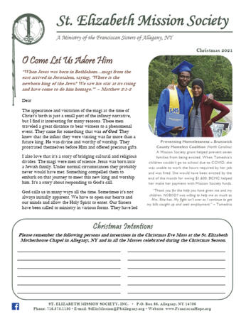 The front page of the St. Elizabeth Mission Society's christmas appeal. Formatted by me.