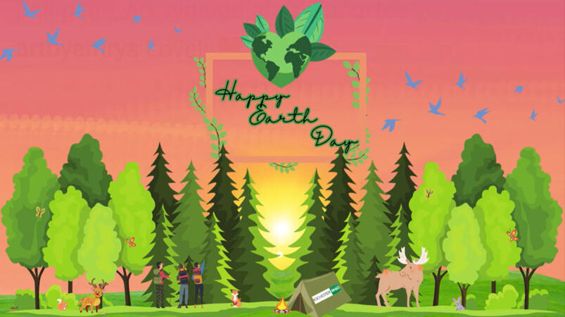 A "Happy Earth Day" graphic for Rochester RHIO's social media.